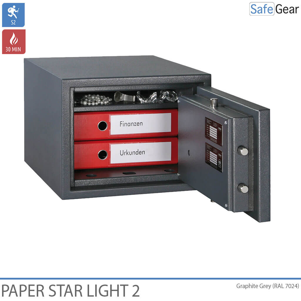 Paper Star Light 2 Fire Safe - 2 Binders - Burglary Test Grade S2 / Fire Test 30 min