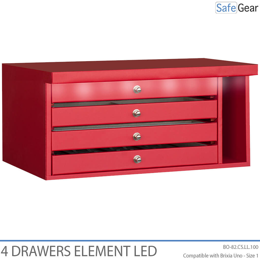 Brixia Uno LED light organizer with 4 drawers for size 1