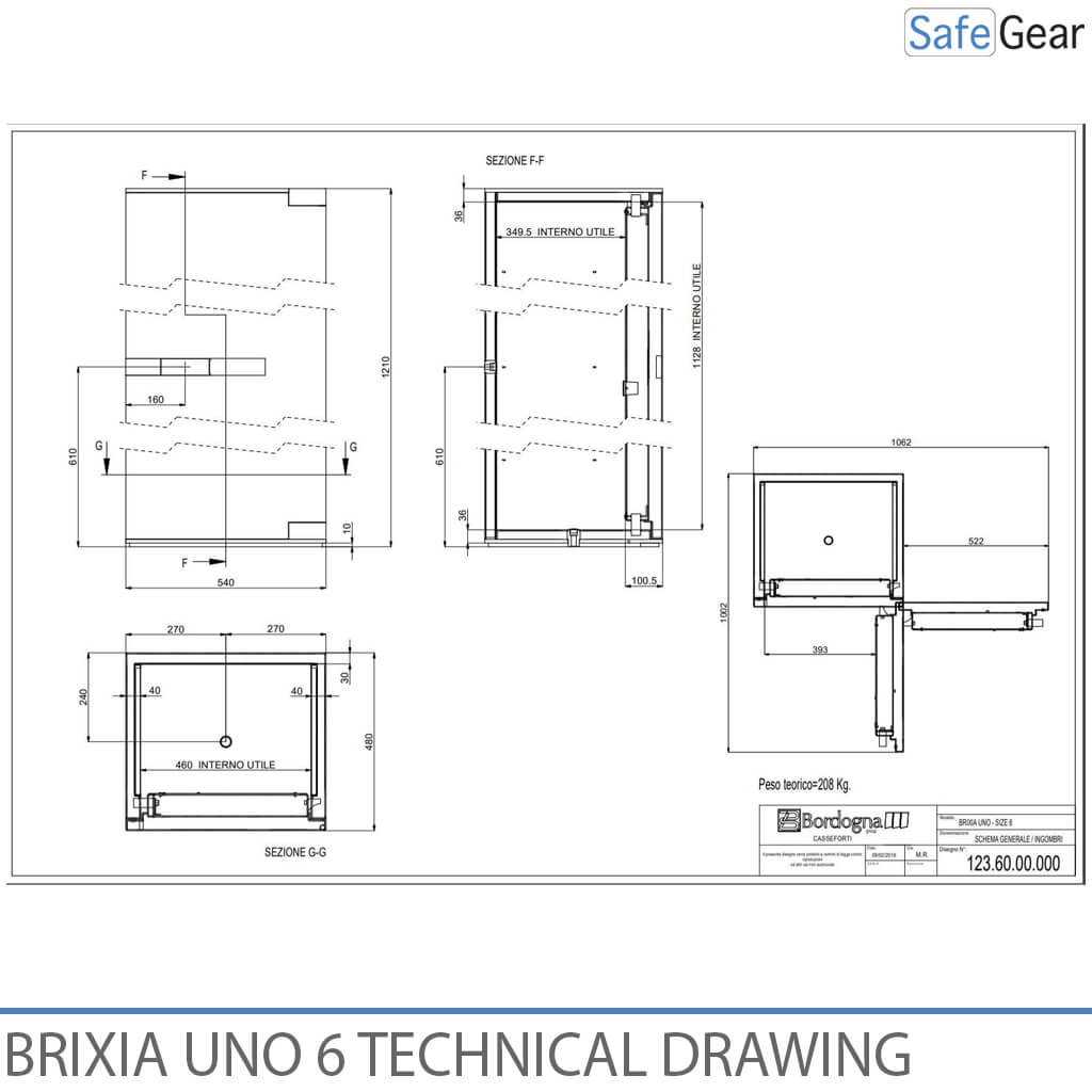 Brixia Uno 8 Safe (248 L) - Burglary Test Grade I - Code Lock