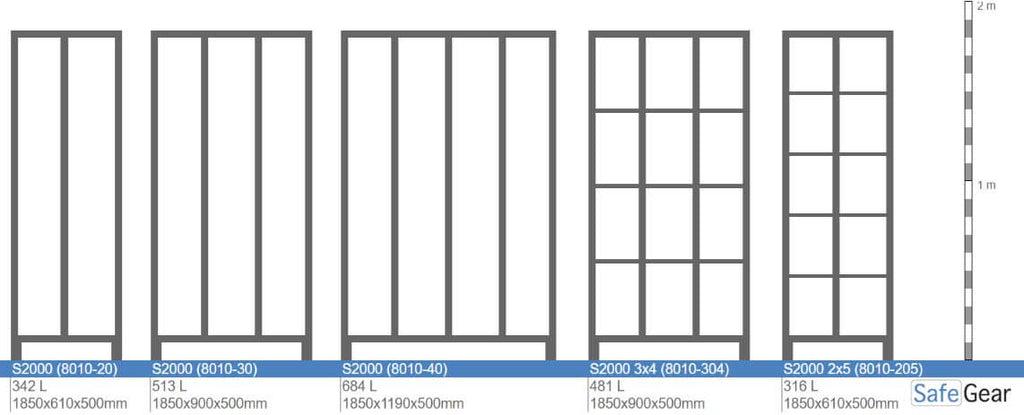 Storage cabinet S2000 with 3x4 compartments (8010-304) - padlock