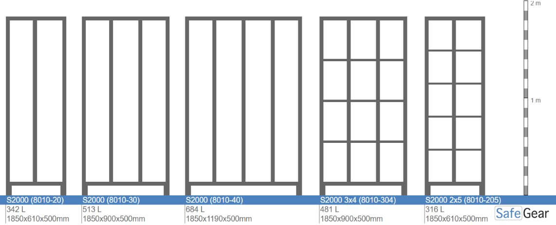 Changing room S2000 with 4 compartments (8010-40) - padlock