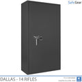 Dallas 14 gun safe in Graphite Grey, door closed, electronic code lock