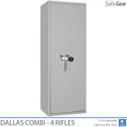 Dallas Combi 4 gun safe in Light Grey, door closed, electronic code lock