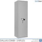 Dallas Combi 3 gun safe in Light Grey, door closed, electronic code lock