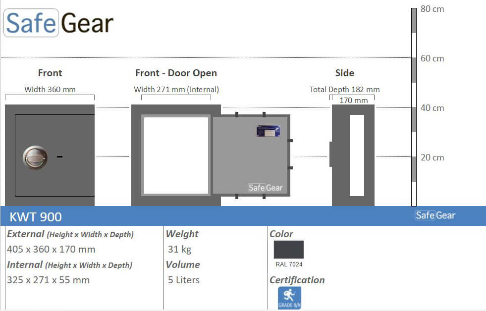 Size illustrations KWT 900 key lock
