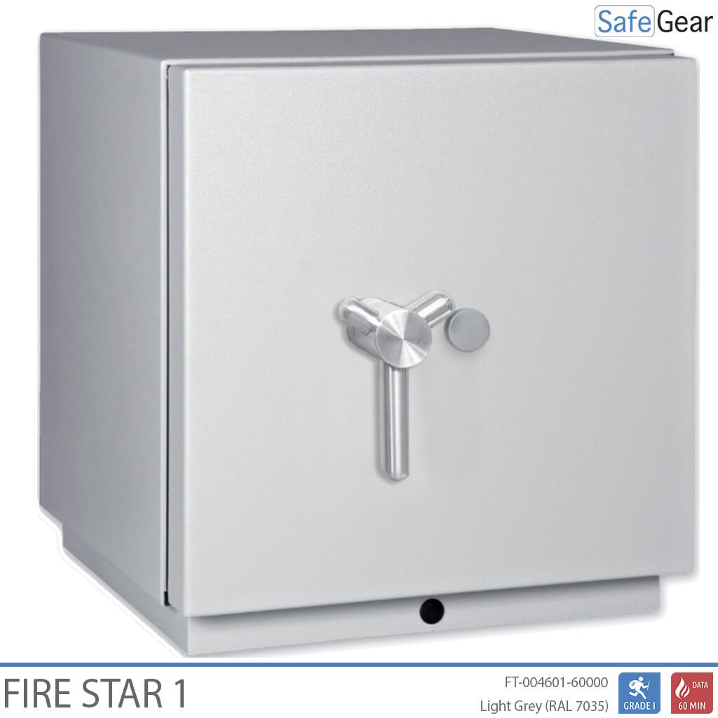 Fire Star 1 Fireproof Data Safe - Burglary Test Grade I / Fire Test 60 min - Key Lock
