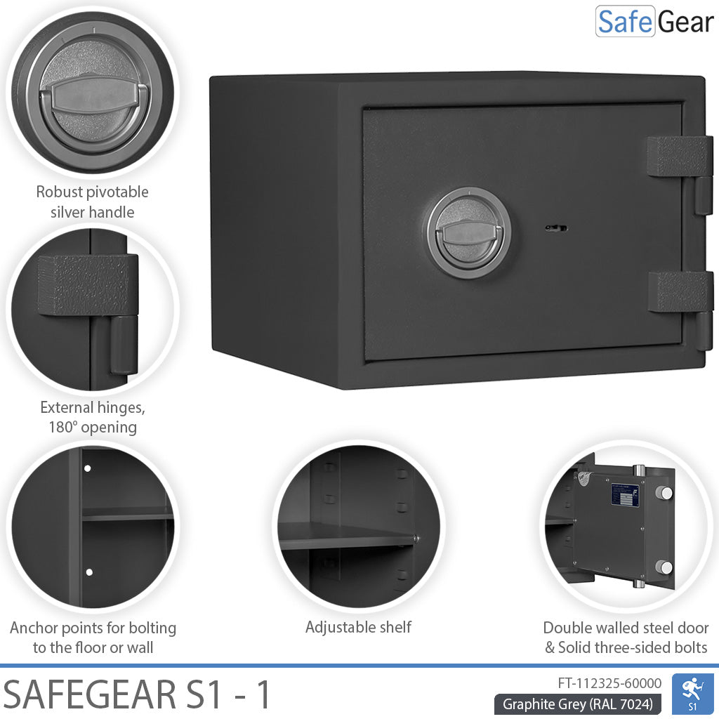 SafeGear SG 1 - Security Safe (34 Liters) - Burglary Test Grade S1