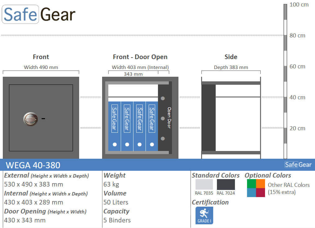 Measurements Wega Wall Safe