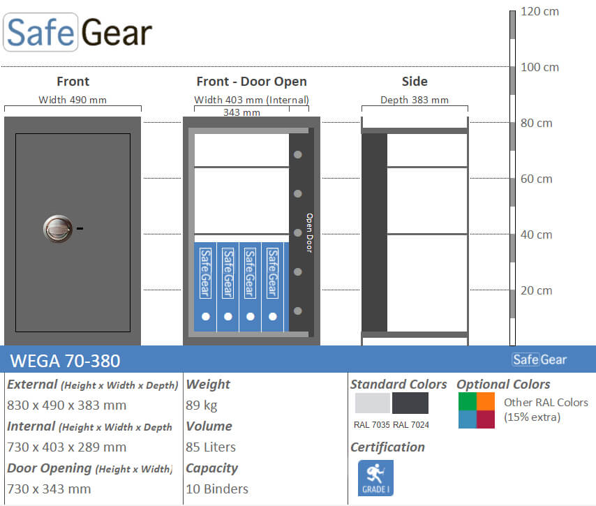 Measurements Wega Wall Safe