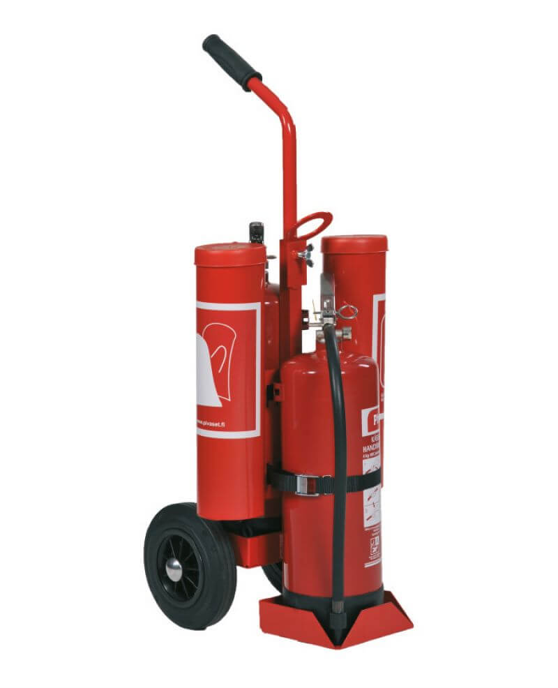 Cart for Fire Extinguisher (2 x 6 kg) and Fire Blanket / Eye Wash