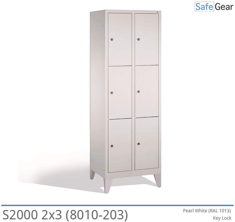 Opbevaringsskab S2000 med 2x3 rum (8010-203) - cylinderlås