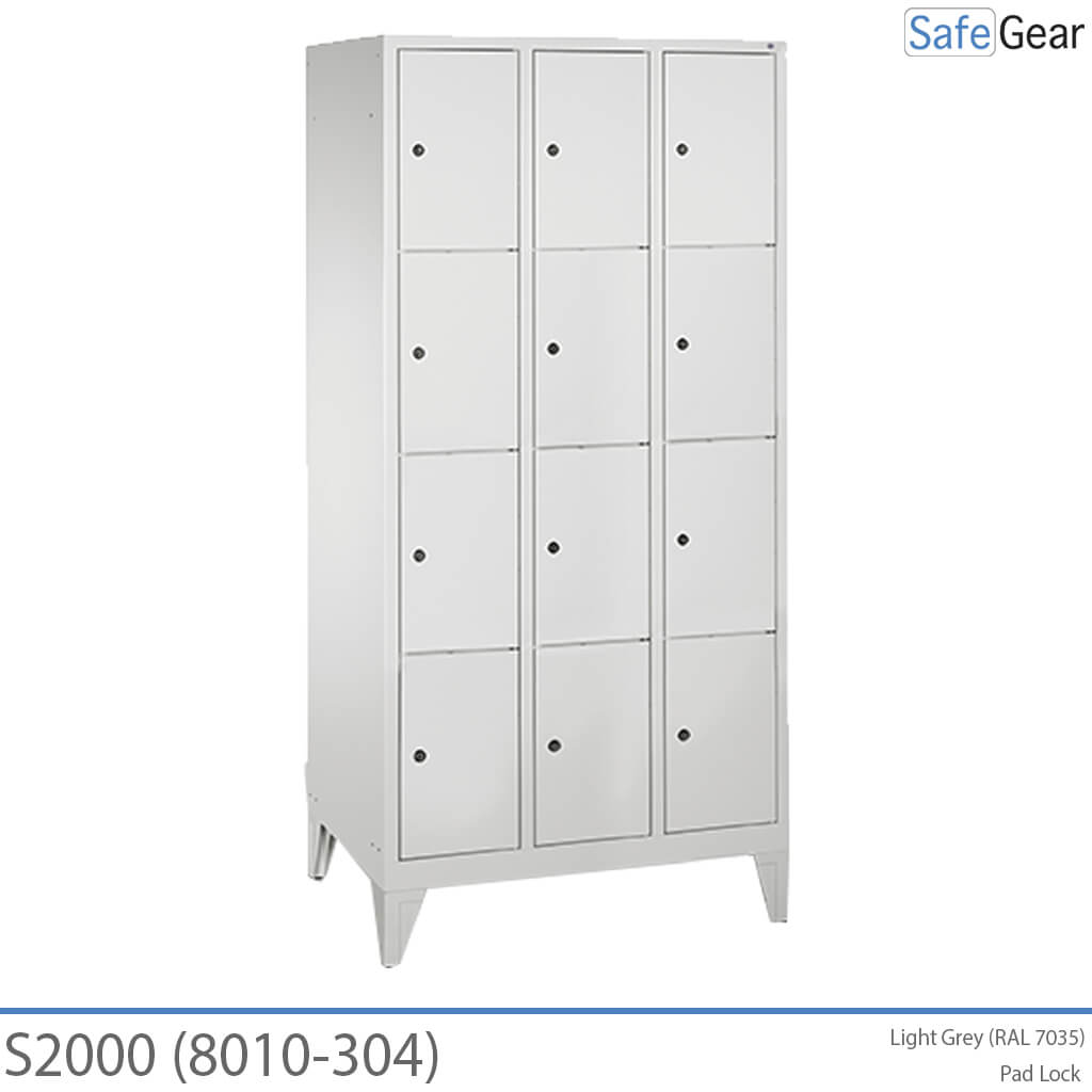 Storage cabinet S2000 with 3x4 compartments (8010-304) - padlock