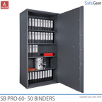 SB Pro 60 document cabinet, door open with binders on movable shelves