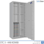 STC 3-448 Kombi key safe in light grey, door fully open, key walls and shelves