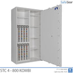 STC 4-800 Kombi key safe in light grey, door fully open, key walls and shelves