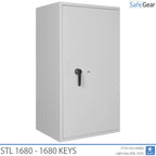 STL 1680 key safe in Light Grey, front view