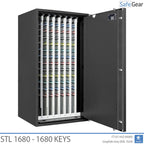 STL 1680 key safe in Graphite Grey, door fully open