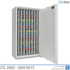 STL 2880 key safe in Light Grey, door fully open
