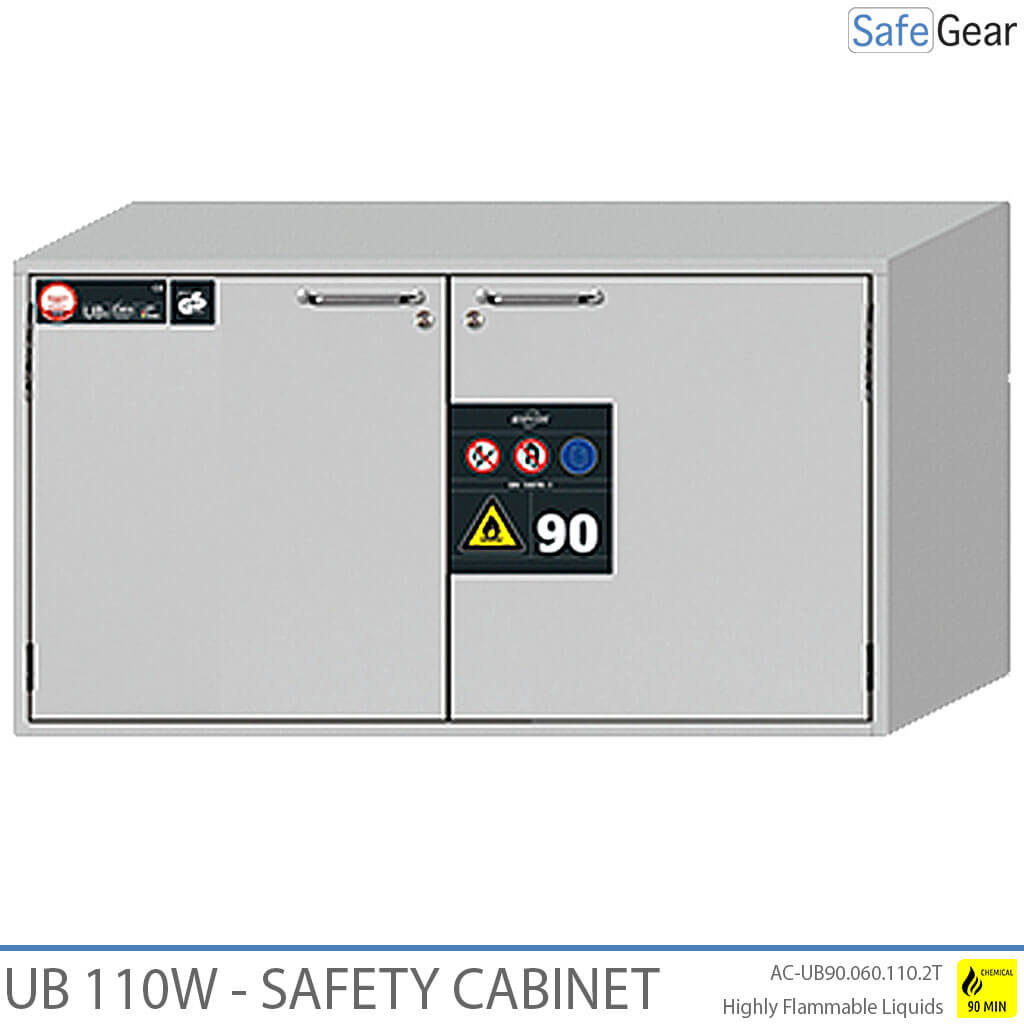 UB 110W - Armario de seguridad para químicos (222 L) - Ignífugo 90 min - Puertas Laternales