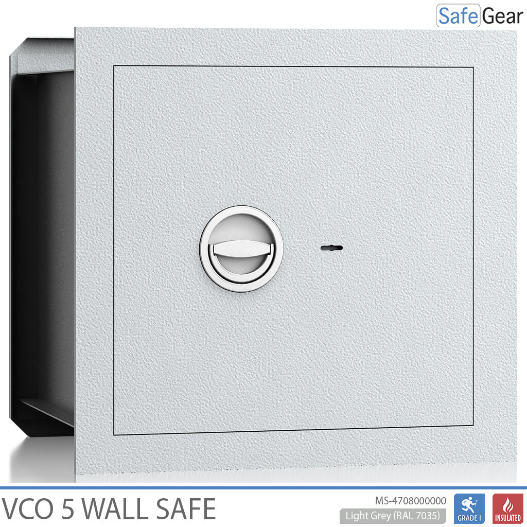 VCO 5 Wall Safe (43 L) - Burglary Test Grade 1 - Light Grey - Key Lock