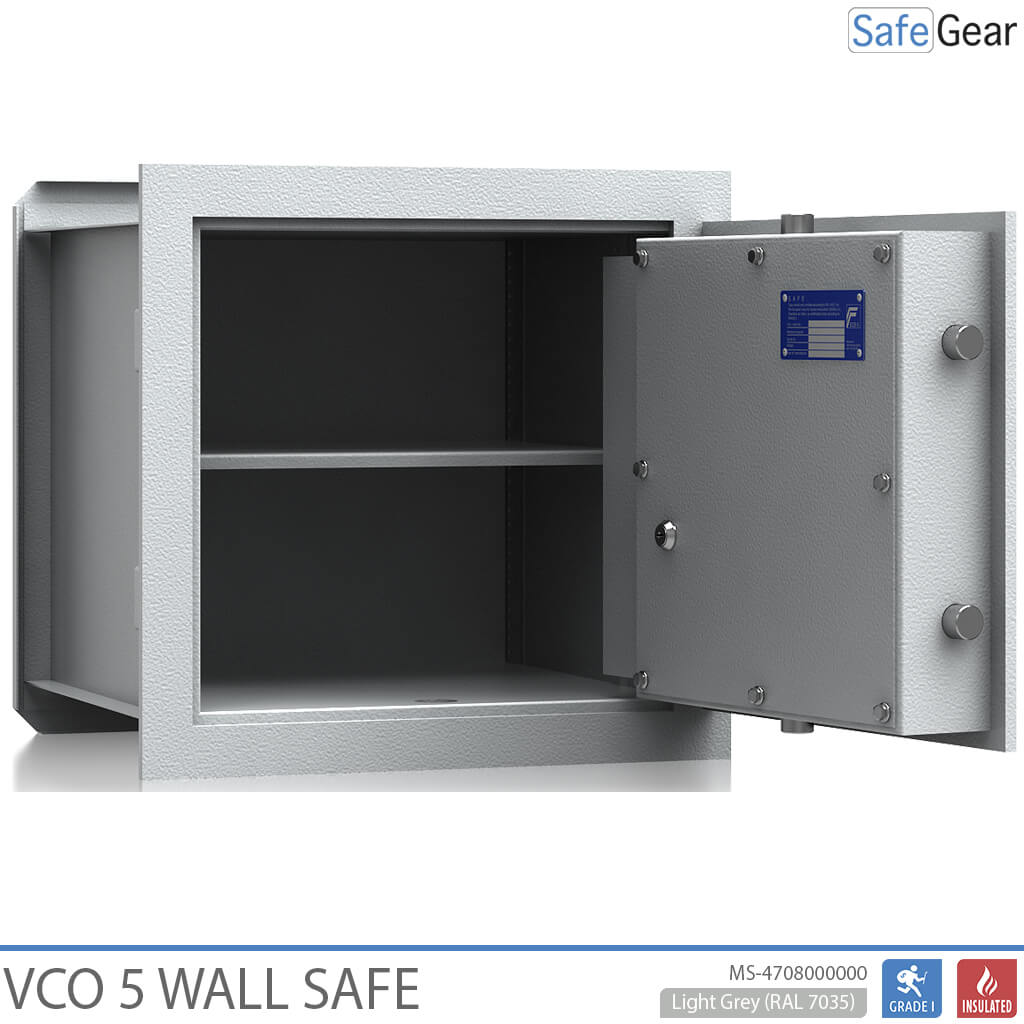 VCO 5 Wall Safe (43 L) - Burglary Test Grade 1 - Light Grey - Key Lock