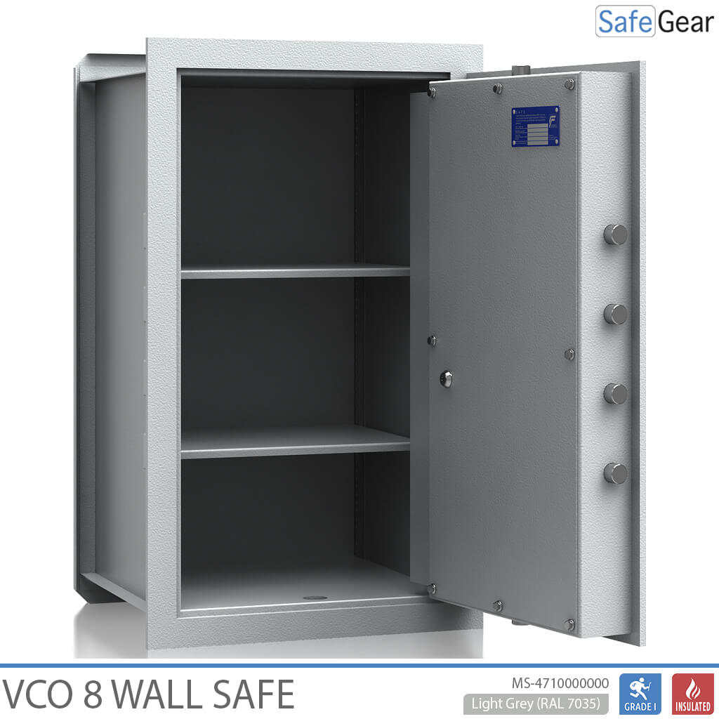 VCO 8 Wall Safe (85 L) - Burglary Test Grade 1 - Light Grey - Code Lock