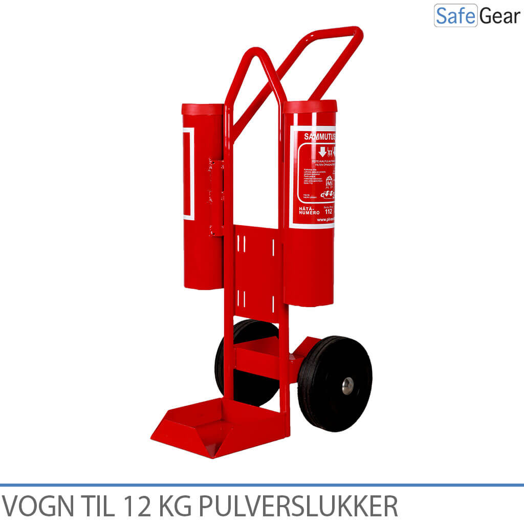 Cart for two Fire Extinguishers (12 kg) and Fire Blanket / Eyewash