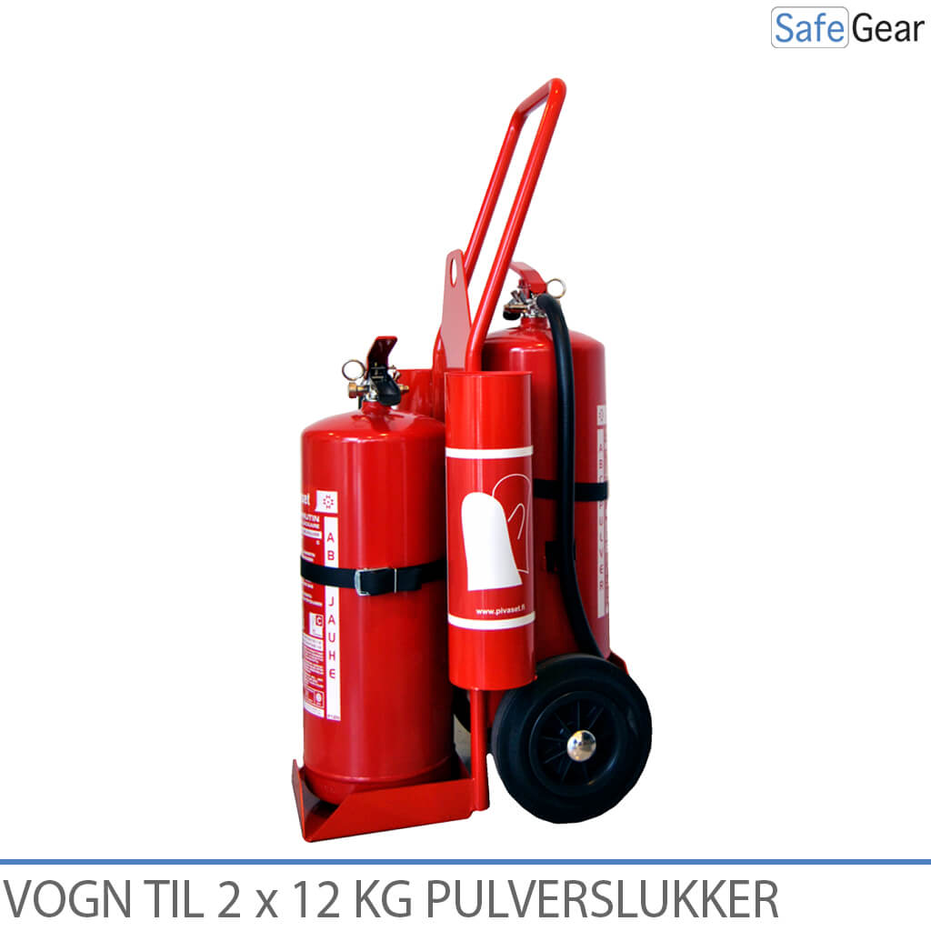 Cart for two Fire Extinguishers (12 kg) and Fire Blanket / Eyewash